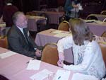 Dr Kiechle speaks with one of the participants